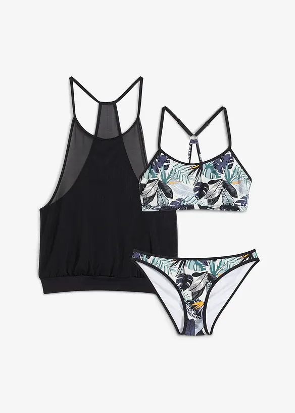 Oversize-Tankini mit Bustier-Bikinioberteil (3-tlg.Set), bonprix