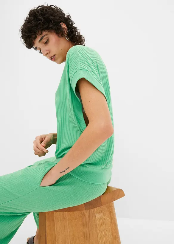 Rippshirt mit Fledermausärmeln, bonprix