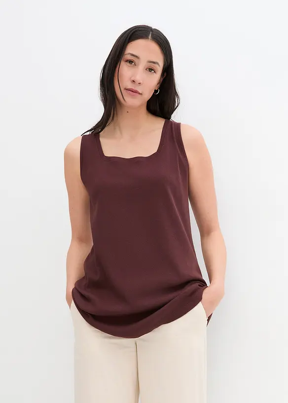 Long débardeur côtelé 100% coton, bonprix