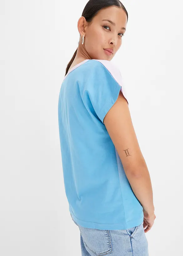 T-shirt col tunisien à effet ombré dye, bonprix