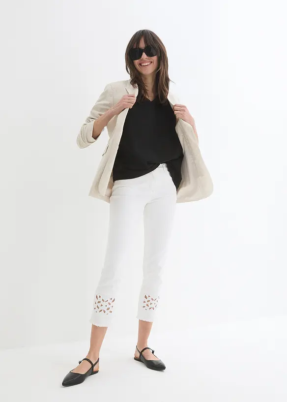 Jean 7/8 avec broderies, bpc selection