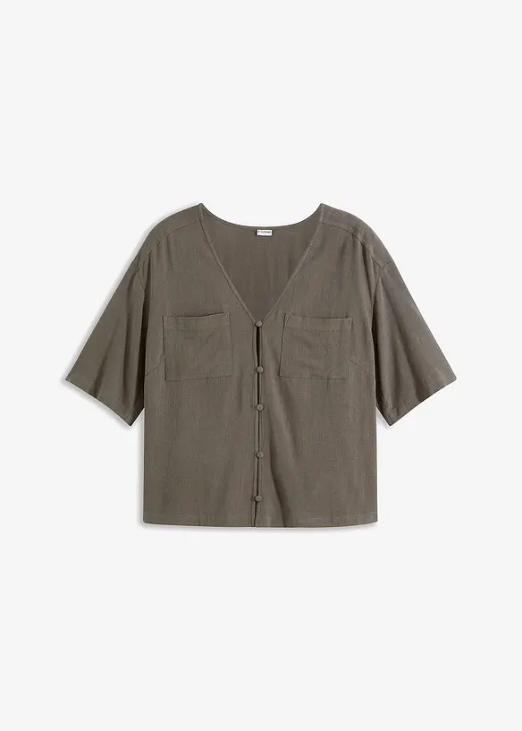 Blouse à manches courtes en viscose et lin, bonprix