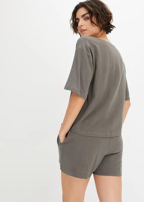 Blouse à manches courtes en viscose et lin, bonprix
