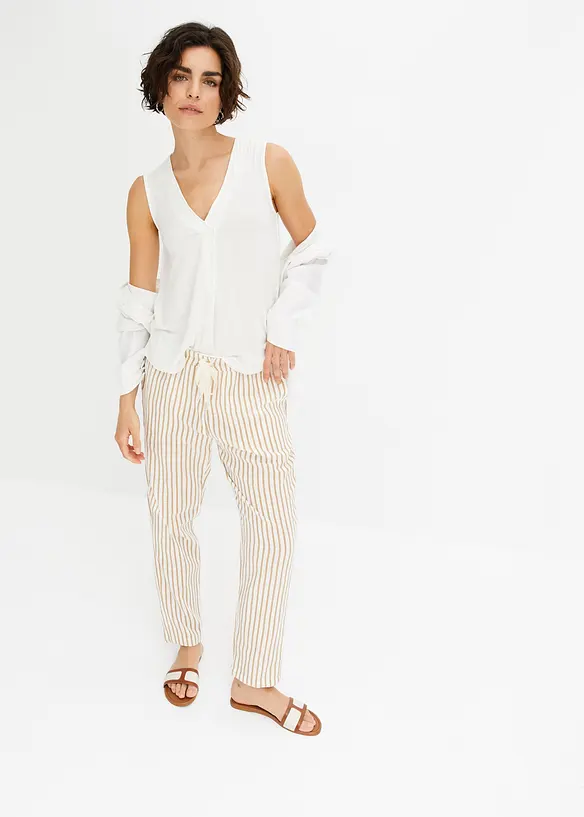 Pantalon, aspect lin, bonprix