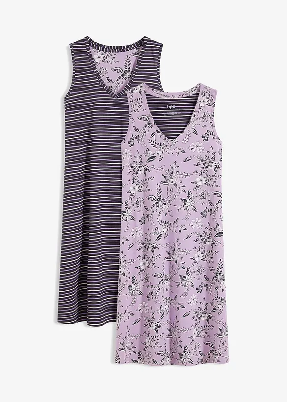 Lot de 2 chemises de nuit 100% coton, bonprix