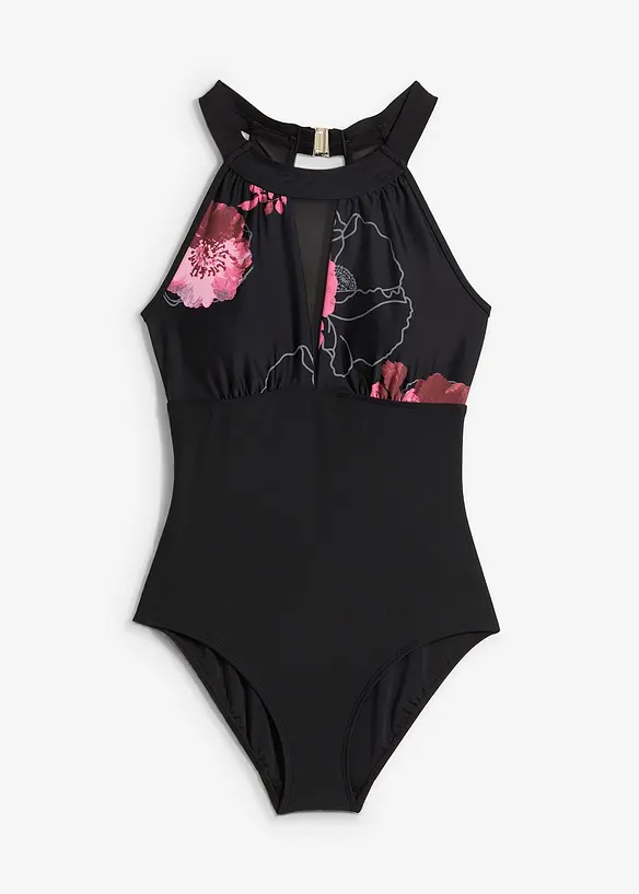 Maillot 1 pièce avec empiècement transparent, bonprix