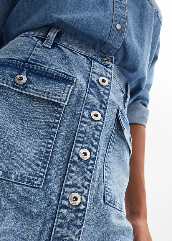 Jupe en jean avec poches plaquées, bonprix
