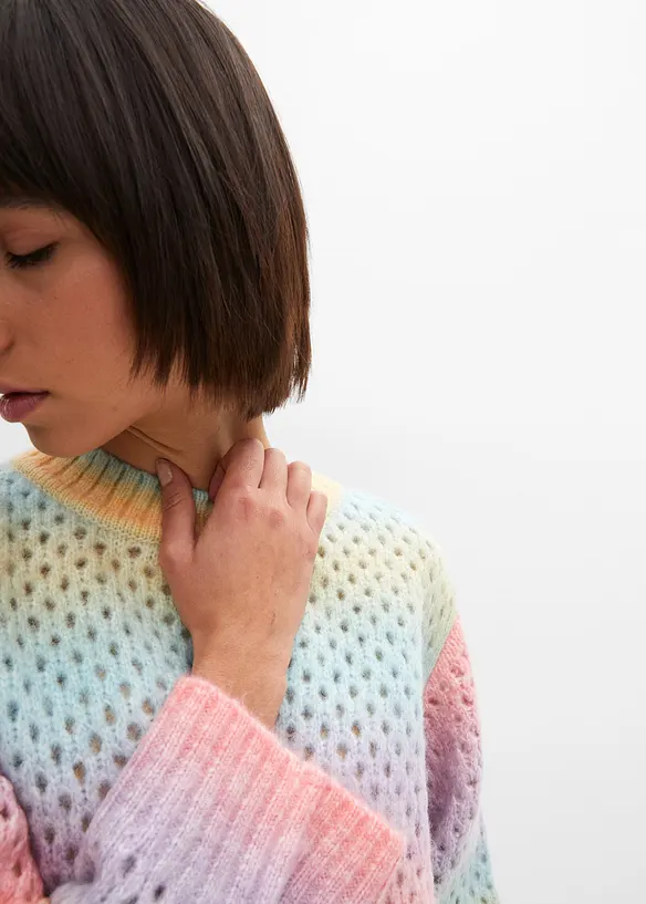Pull en maille ajourée à effet ombré, bonprix