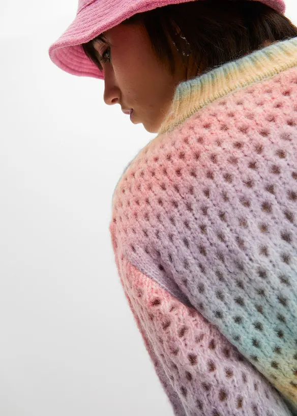 Pull en maille ajourée à effet ombré, bonprix
