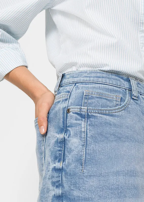 Jean barrel taille haute en coton, bonprix