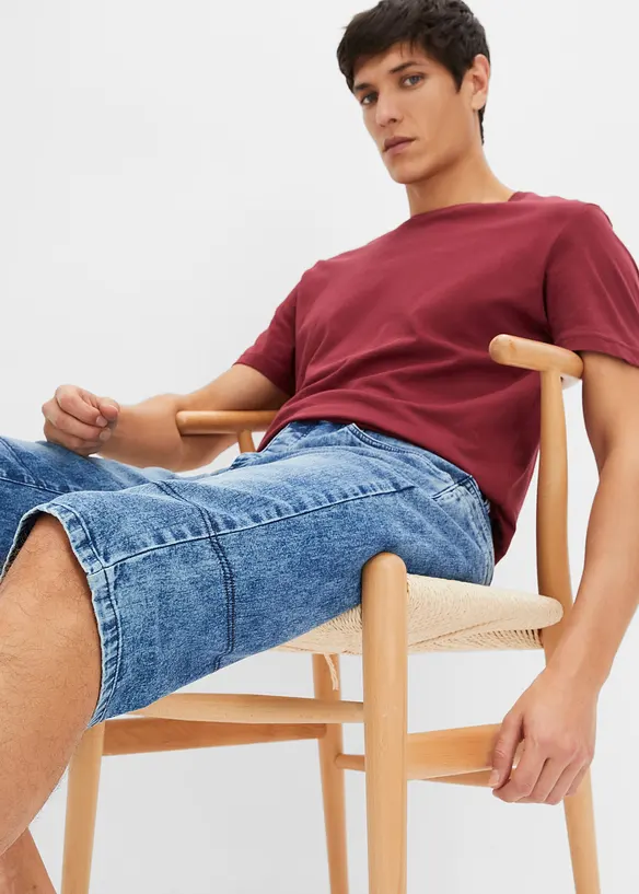 Bermuda long et léger en jean extensible, Regular, bonprix