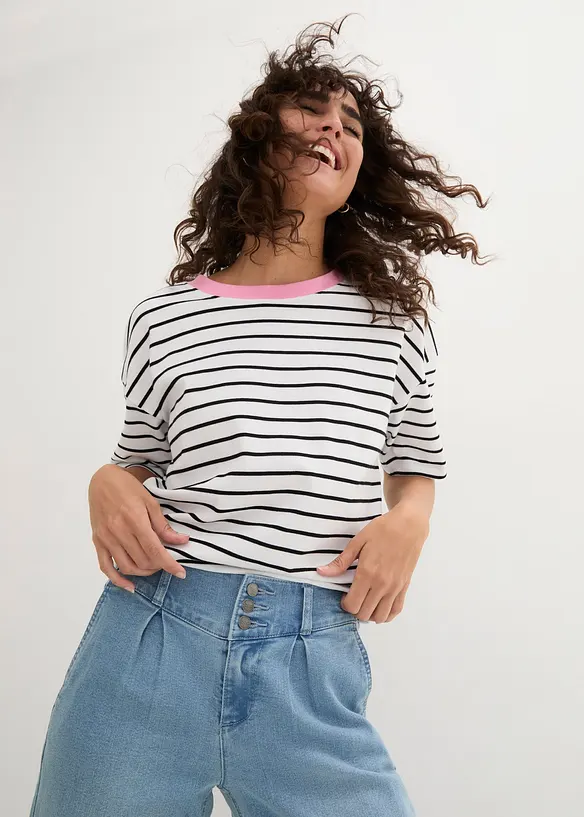 Jean large taille haute et élastiquée, bonprix
