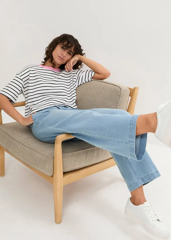 Jean large taille haute et élastiquée, bonprix