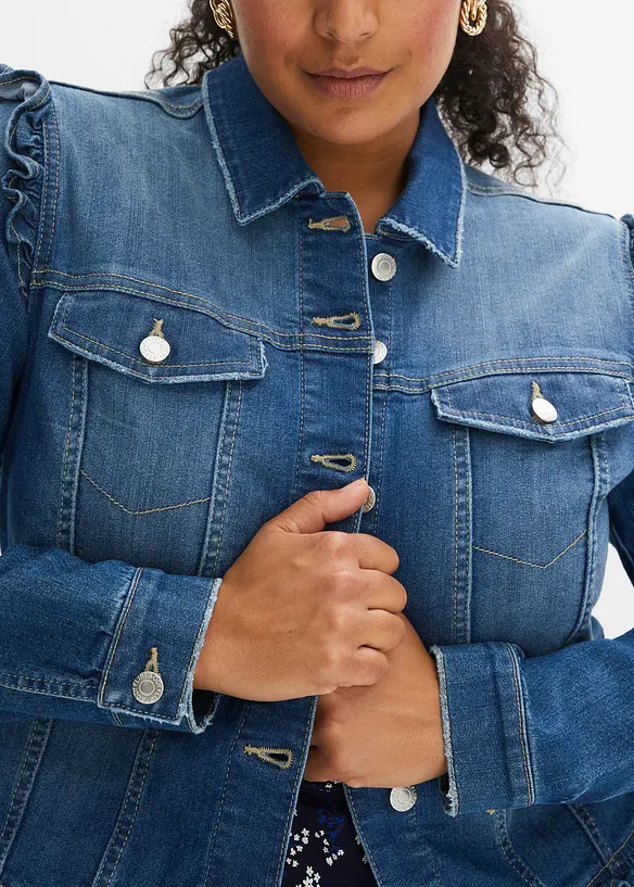 Jeansjacke mit Volants, bonprix
