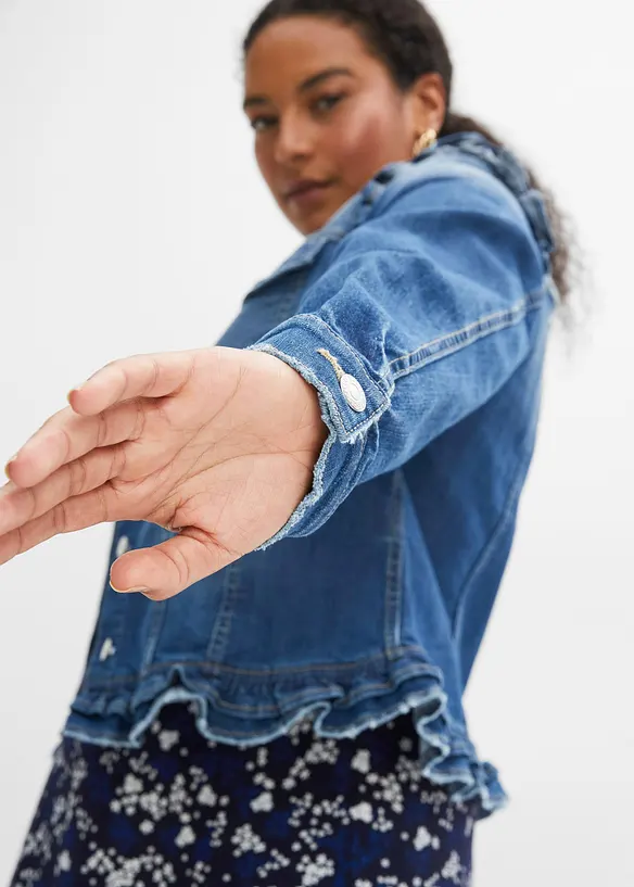Jeansjacke mit Volants, bonprix