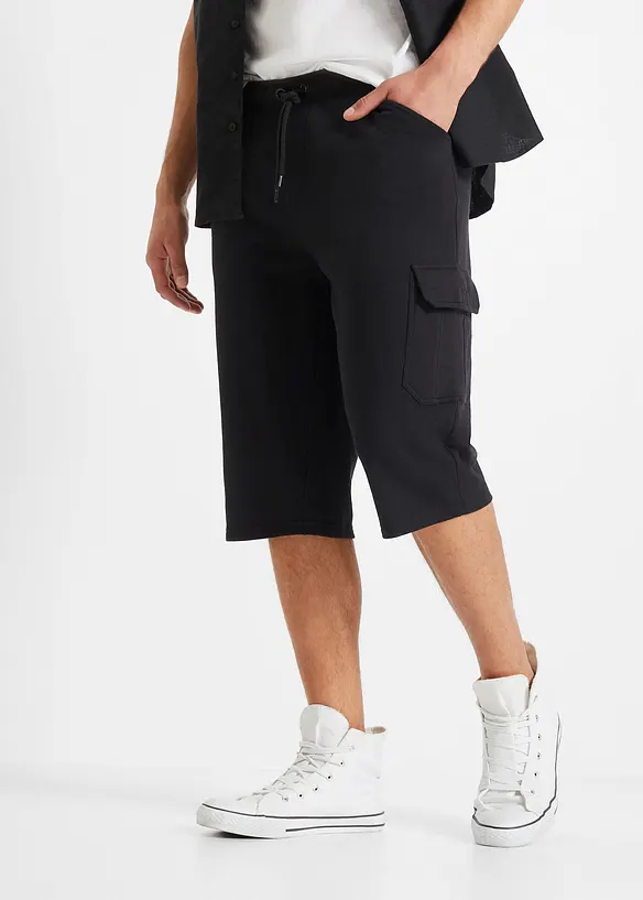 Long-Sweat-Cargobermuda aus reiner Baumwolle, Regular Fit, bonprix