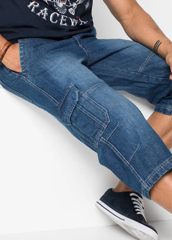 Jean cargo 3/4 Regular droit et extensible, bonprix