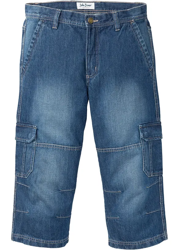 Jean cargo 3/4 Regular droit et extensible, bonprix
