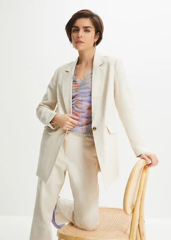 Longblazer aus Leinen-Viskose-Mix, bonprix
