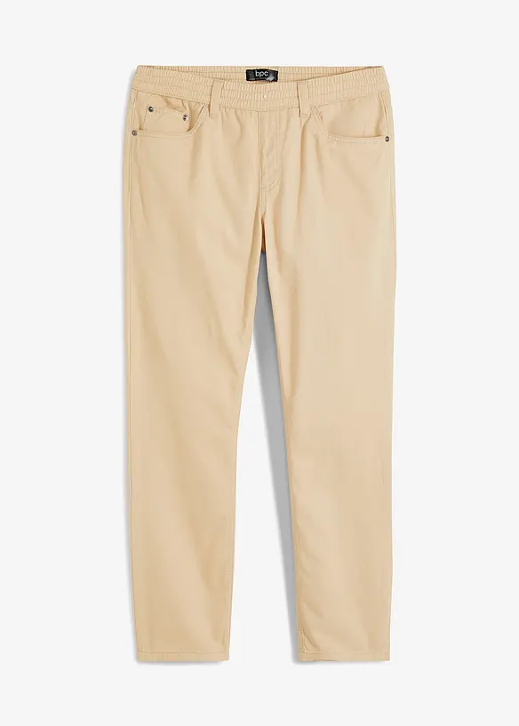 Pantalon droit taillé élastiquée 100% coton, Regular, bonprix