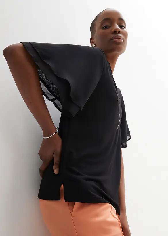 T-shirt avec manches en crêpe, bonprix