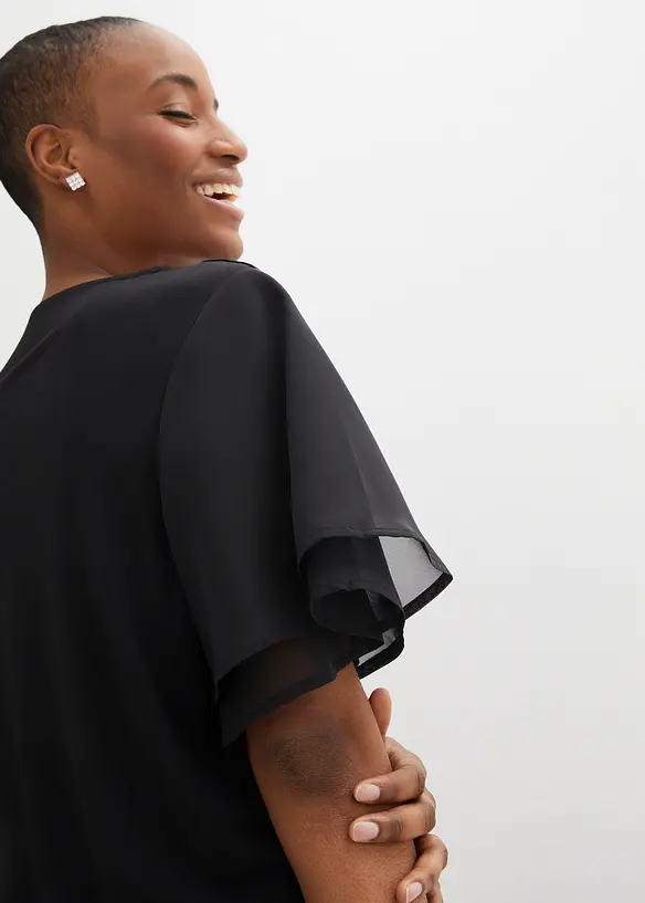 T-shirt avec manches en crêpe, bonprix