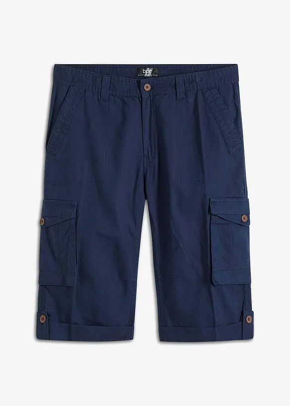 Bermuda long cargo en lin mélangé, Regular, bonprix