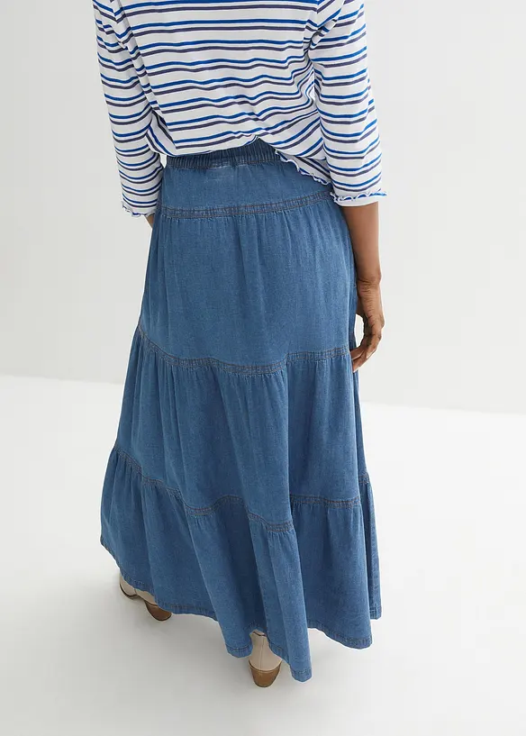 Jupe étagée en jean, bonprix