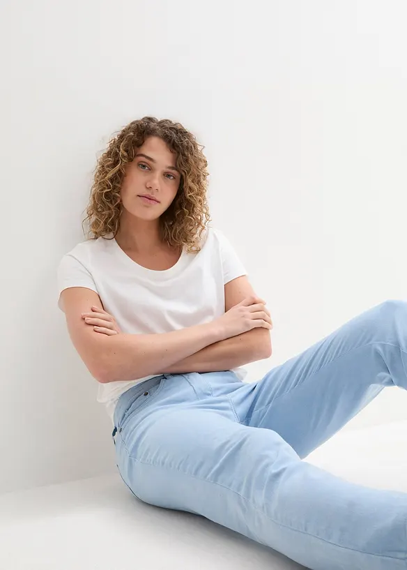 Verkürzte Twill-Hose im Used-Look, bonprix