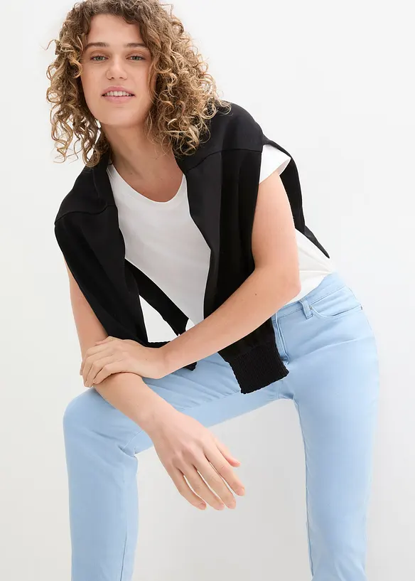 Verkürzte Twill-Hose im Used-Look, bonprix