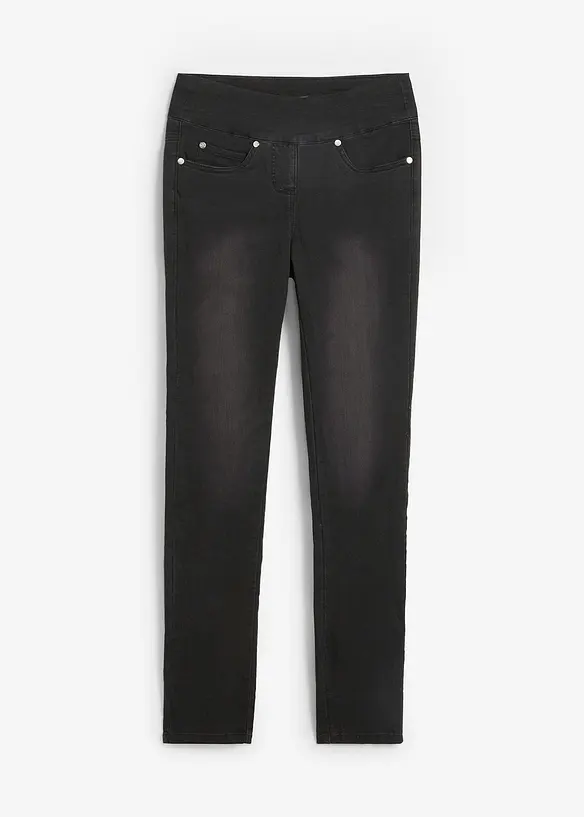 Jean droit taille mi-haute et élastiquée, très extensible, bonprix