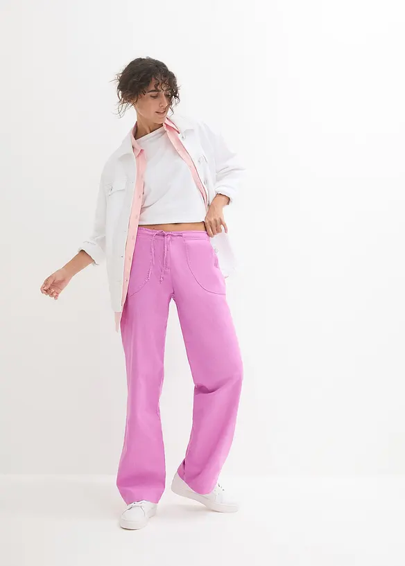 Pantalon large en lin mélangé, bonprix