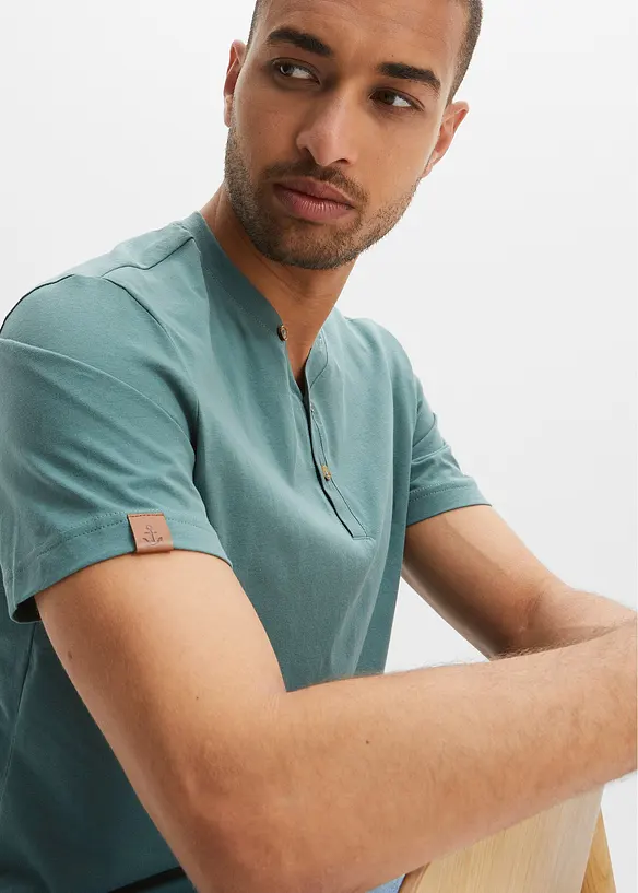 Lot de 2 T-shirts col tunisien 100 % coton, bonprix