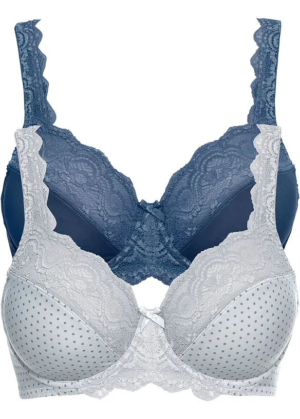 Lot de 2 soutiens-gorge à armatures et dentelle, bonprix