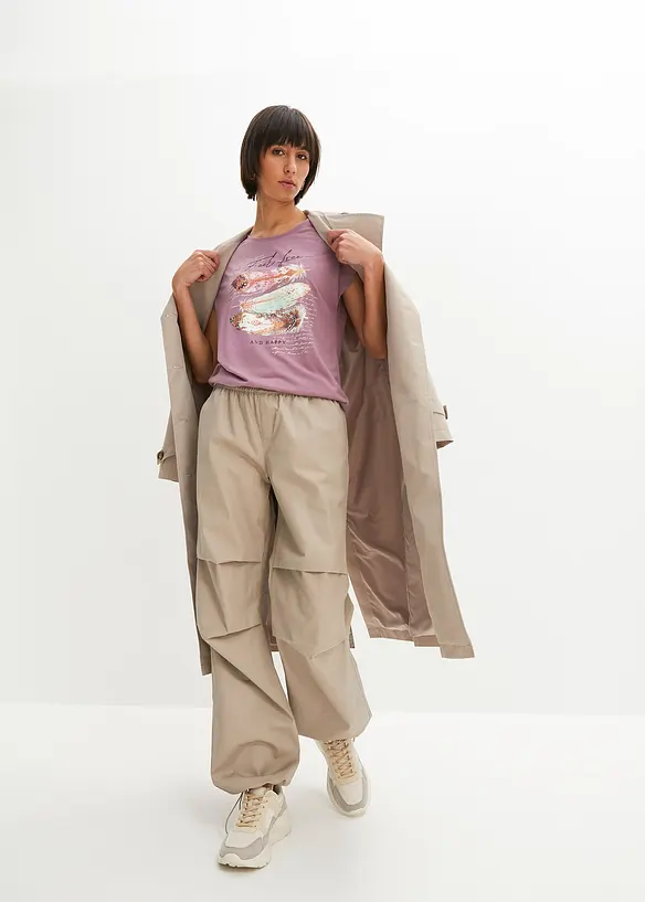 T-Shirt mit Federdruck, bonprix
