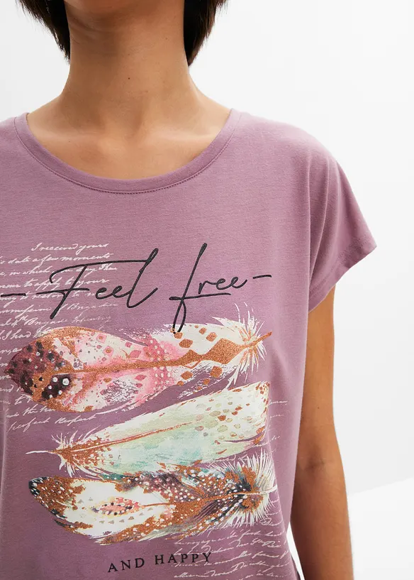 T-Shirt mit Federdruck, bonprix