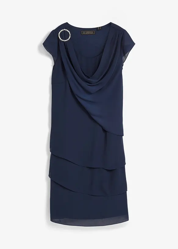 Minikleid im Lagen-Look mit dekorativem Accessoire, bonprix