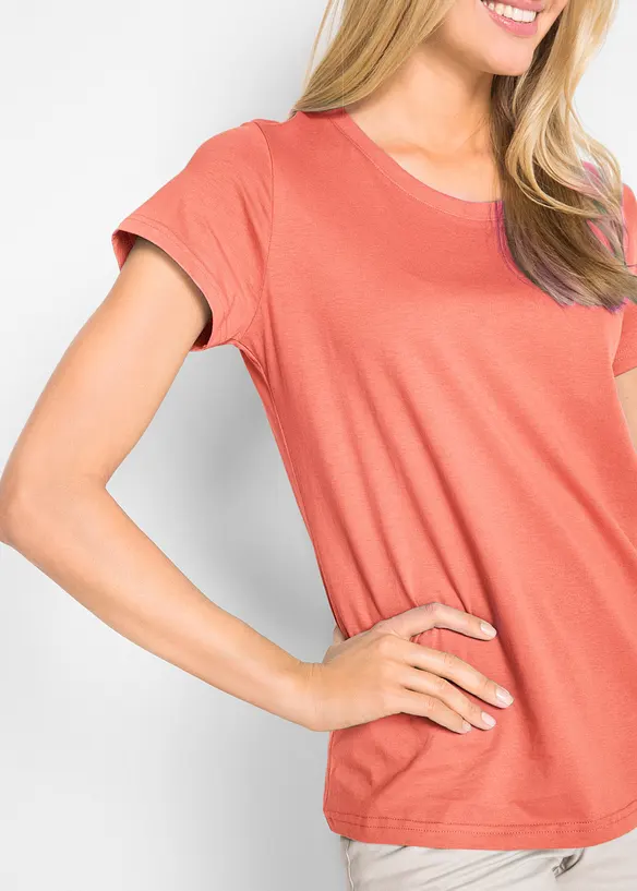 Rundhals-Shirt, Kurzarm (5er Pack), bonprix