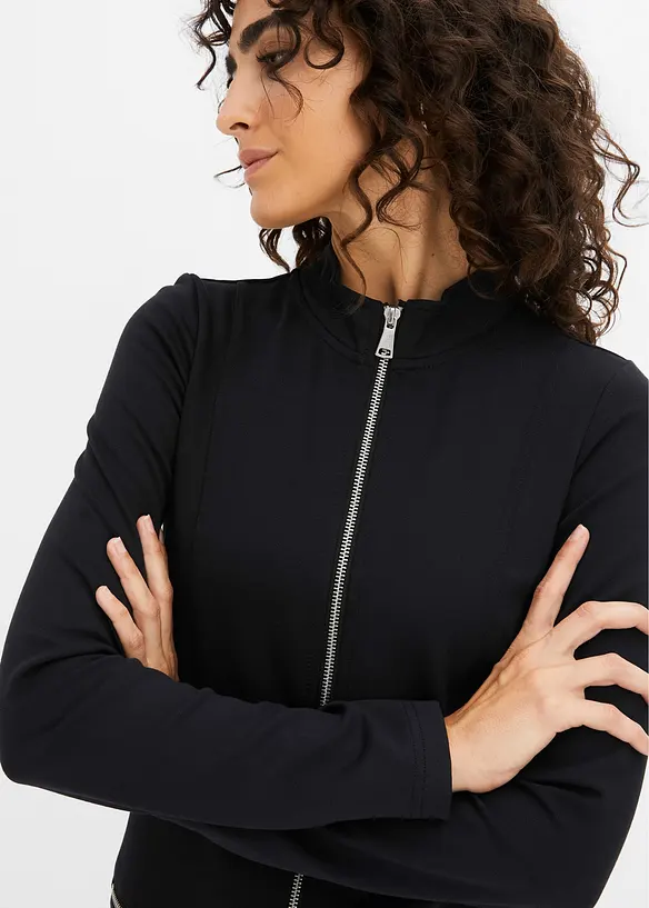 Minikleid aus Punto di Roma mit Reißveschlussdetail, bonprix