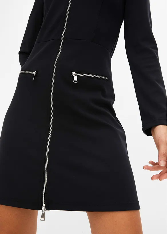 Minikleid aus Punto di Roma mit Reißveschlussdetail, bonprix