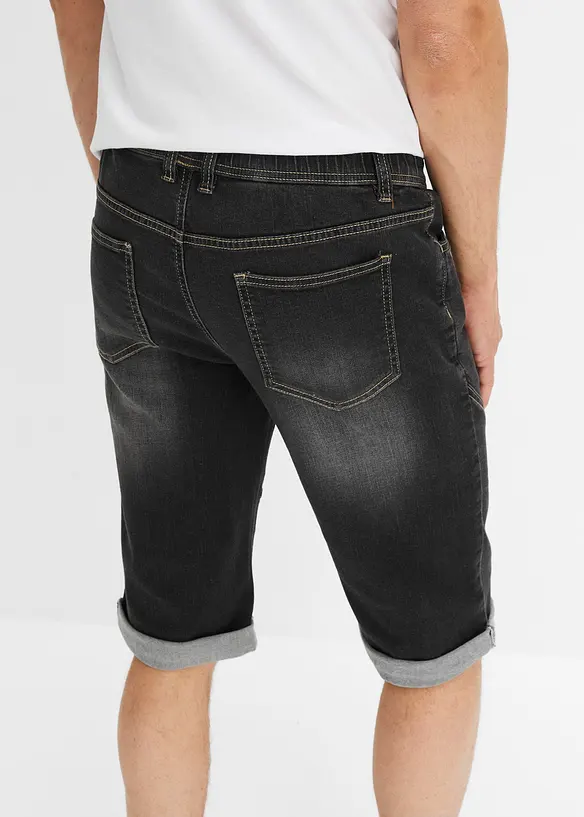 Stretch-Jeans-Bermuda mit Stickerei, Regular Fit, bonprix