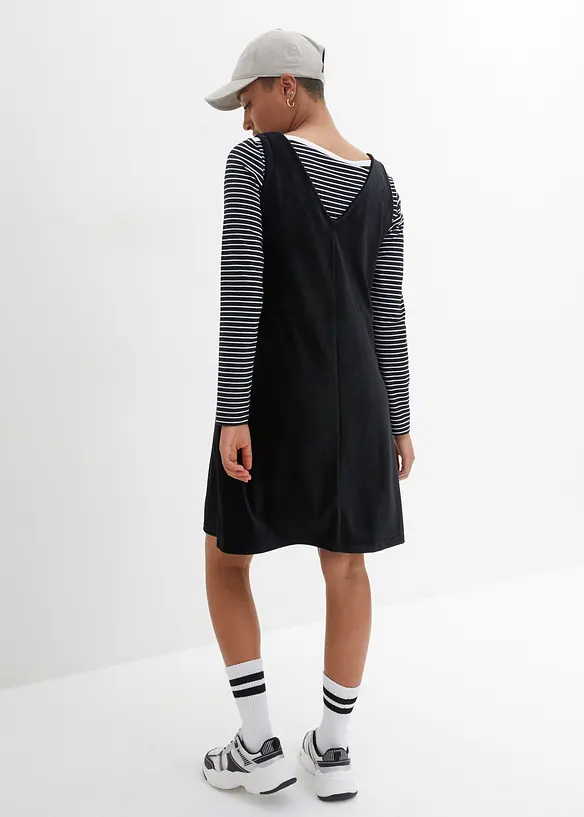 Robe chasuble en jersey velours côtelé, bonprix