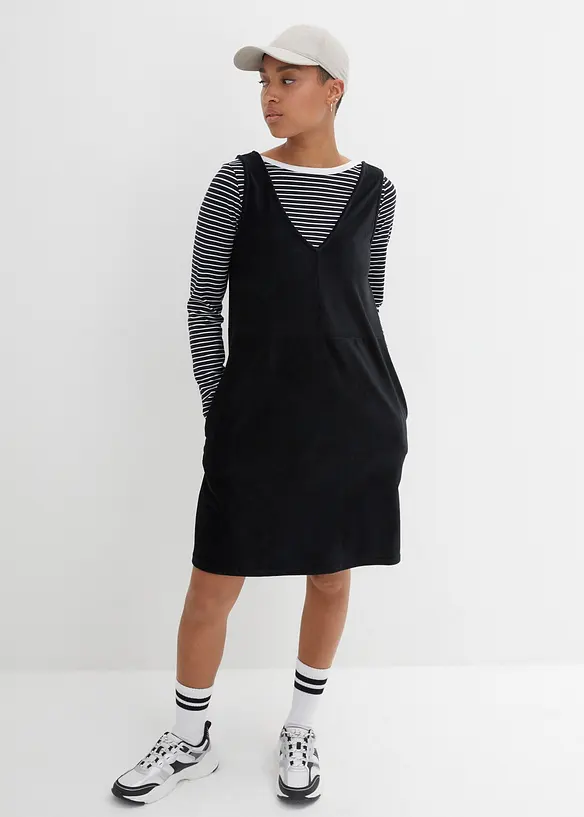 Robe chasuble en jersey velours côtelé, bonprix