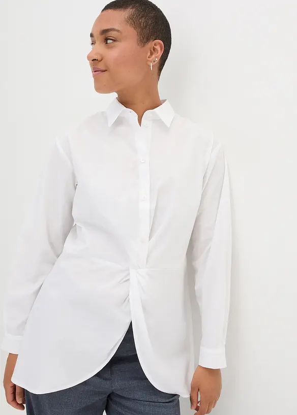 Vokuhila-Bluse in reiner Baumwolle, bonprix