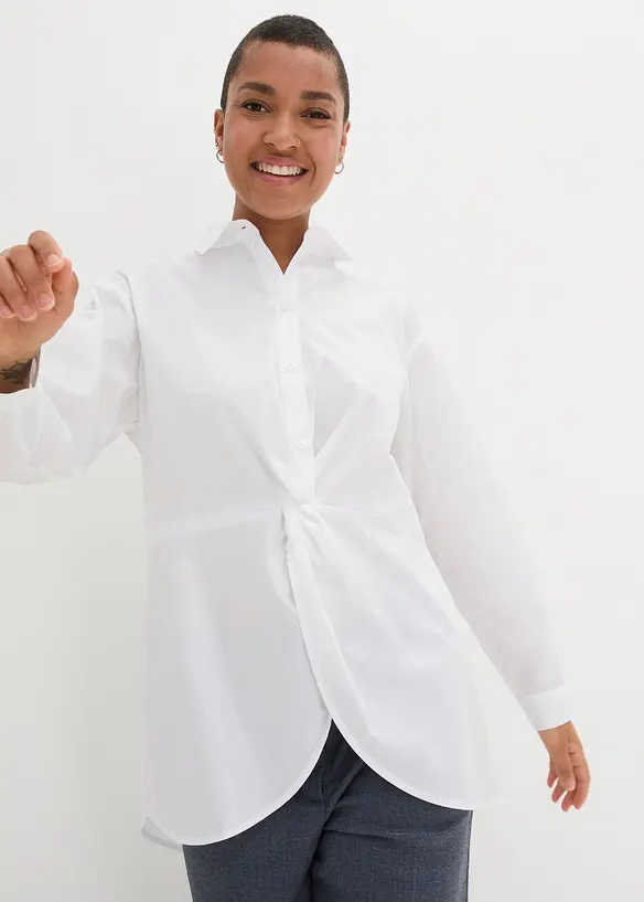 Vokuhila-Bluse in reiner Baumwolle, bonprix