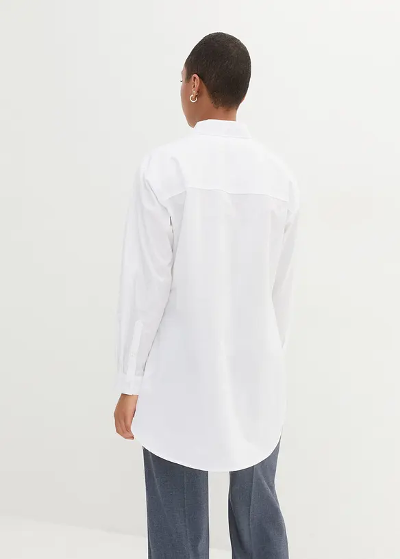Vokuhila-Bluse in reiner Baumwolle, bonprix