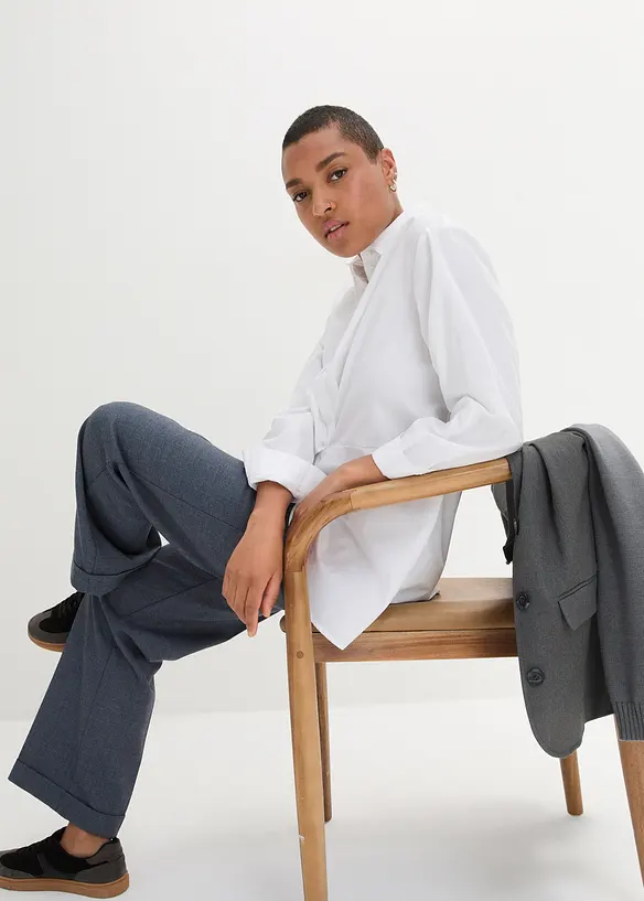 Vokuhila-Bluse in reiner Baumwolle, bonprix