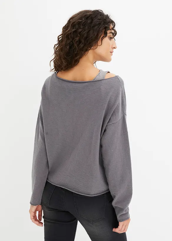 Pullover und Top aus reiner Baumwolle (2-tlg.Set), bonprix