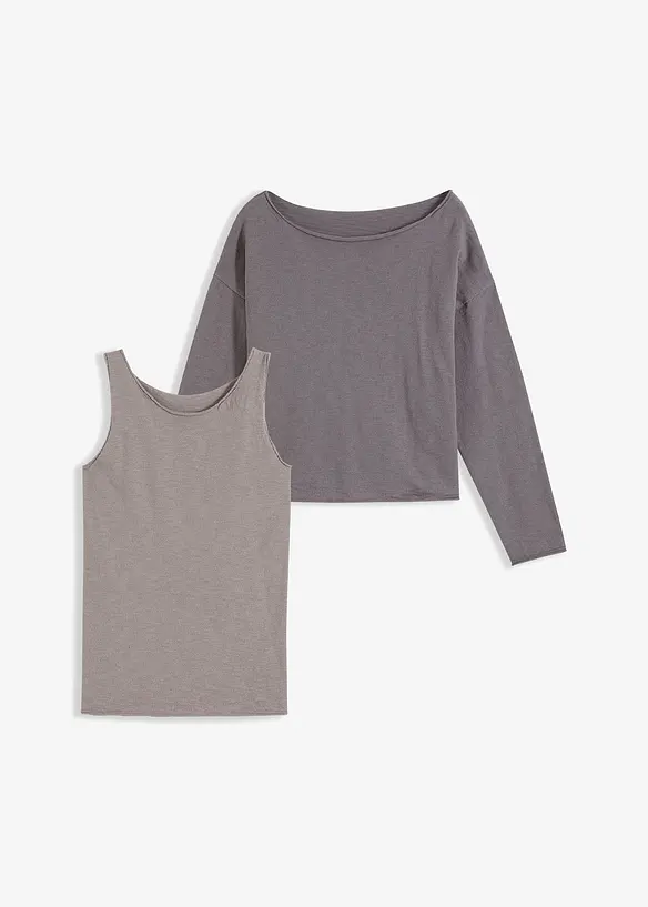 Pullover und Top aus reiner Baumwolle (2-tlg.Set), bonprix