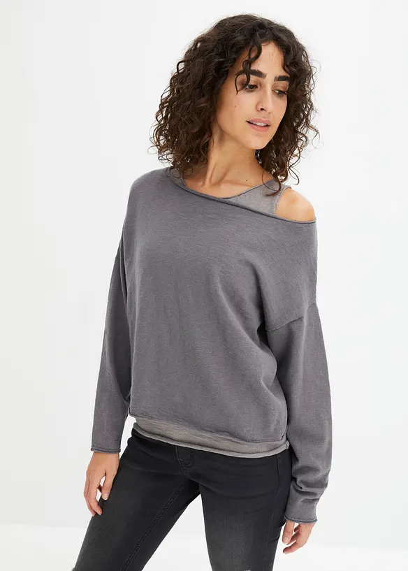 Pullover und Top aus reiner Baumwolle (2-tlg.Set), bonprix